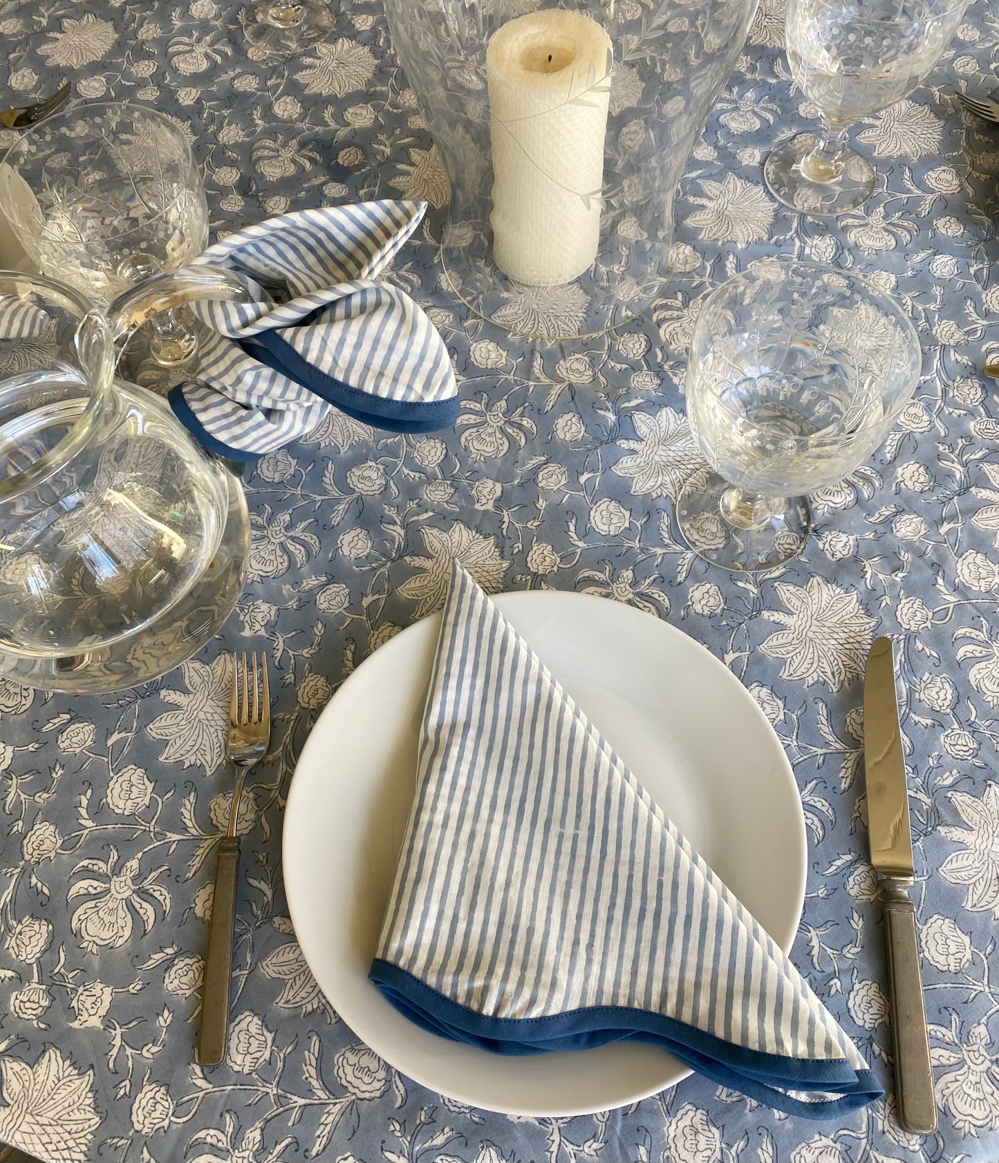 Santorini Striped Scalloped Edge Napkins - set of 4