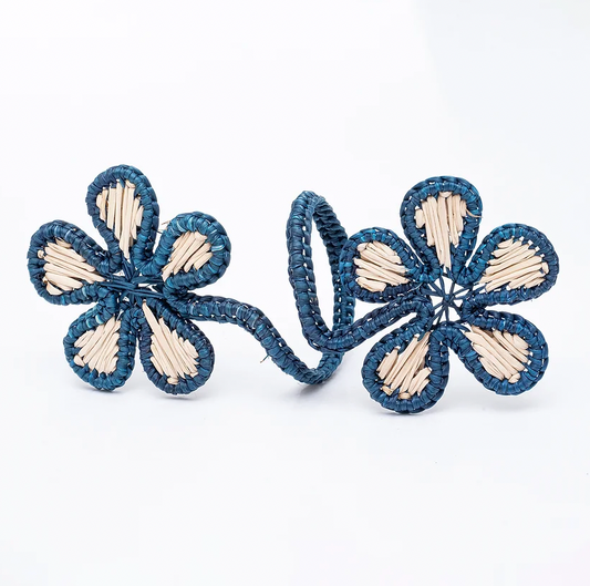 Navy Flower Napkin Ring